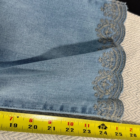 Curve Appeal Wide Leg Jeans Womens 4/27 Blue High Rise Embroidered Boho Cottage - Picture 11 of 12